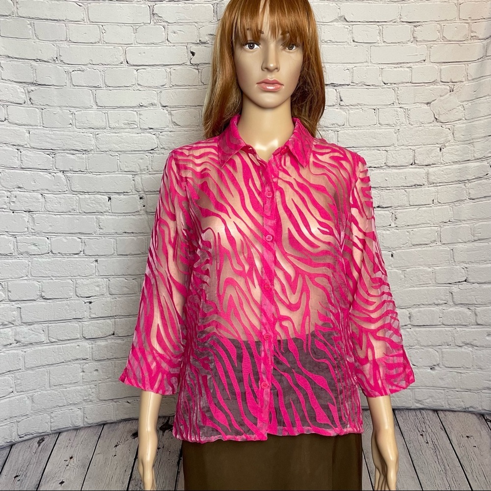 Studio Works Pink Stripes Rayon Blouse Size S